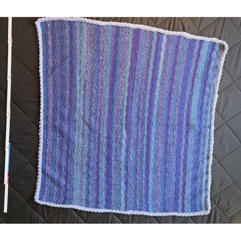 Handmade Crocheted Purple Throw/Blanket 56 x 58